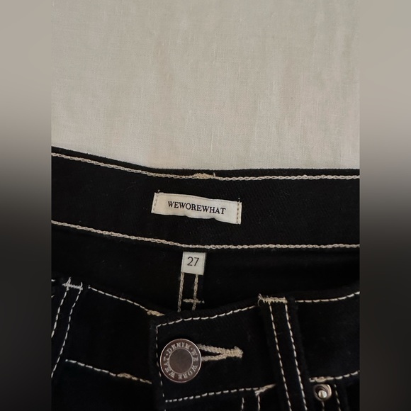 WeWoreWhat The Danielle Straight in Black with White Stiching - Picture 7 of 7